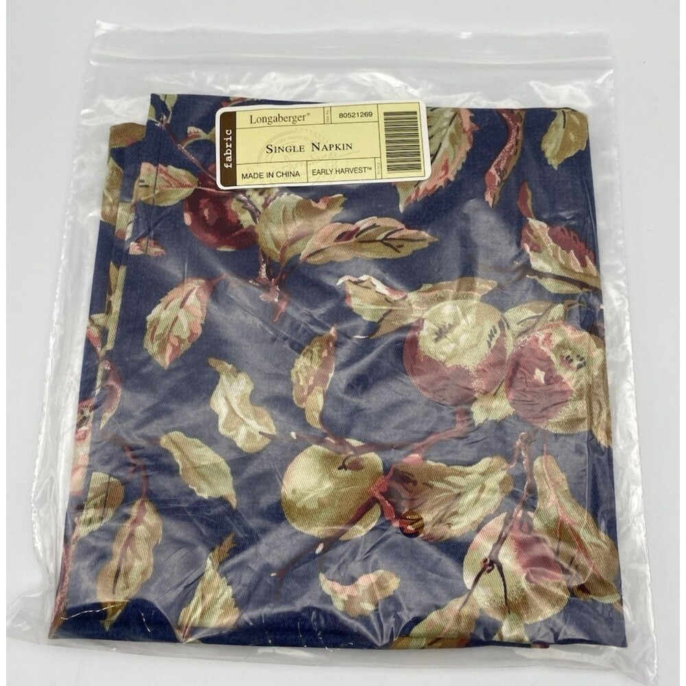 Longaberger Fabric Early Harvest Apples Single Cloth Napkin 19" 80521269 NIP